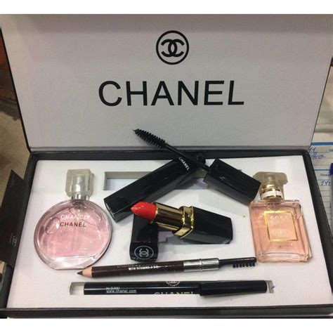 set chanel perfume|Chanel perfume and lipstick set.